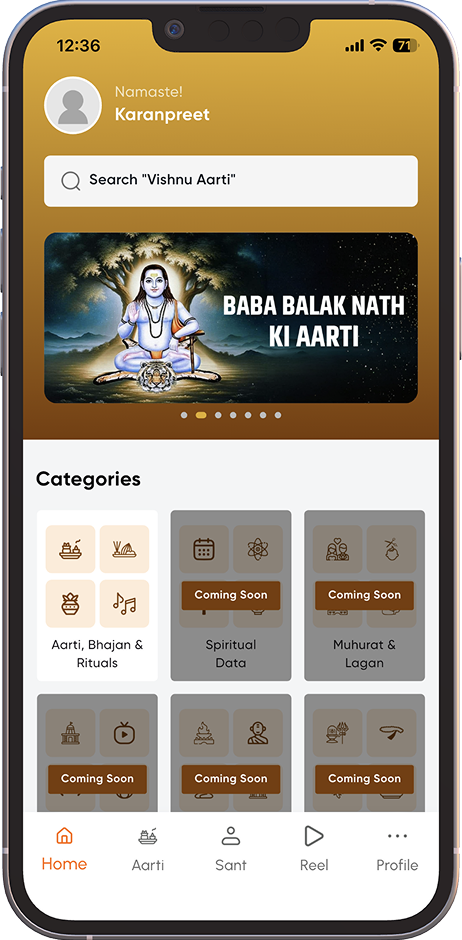 Mobile Mandir app preview